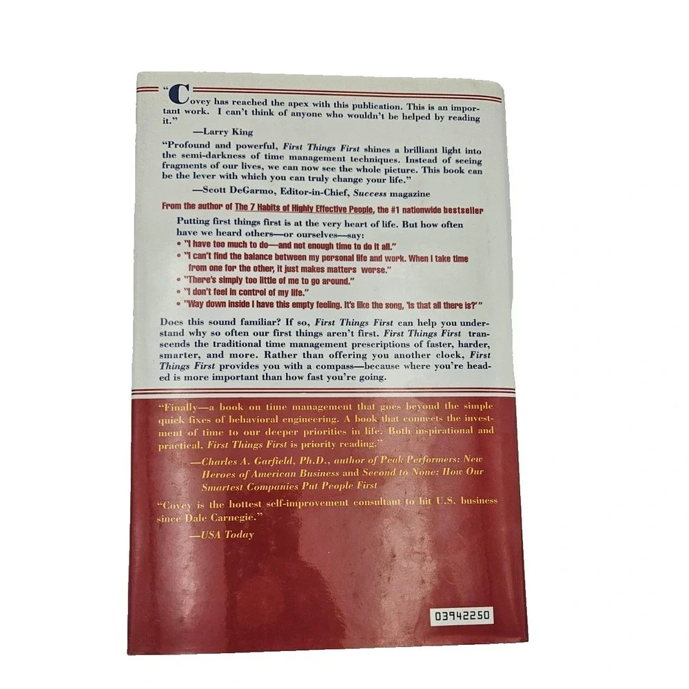 First Things First Covey Merrill Time Management Self Help‎ Book HC